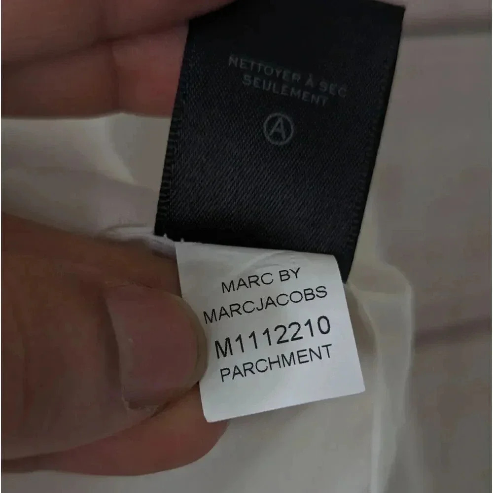 Marc by Marc Jacobs Parchment Shirt Pearl Button Cream Color Roll Tab Sleeve - Picture 9 of 14